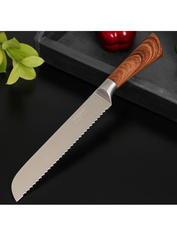 Нож кухонный Доляна Forest, хлебный, лезвие 20 см