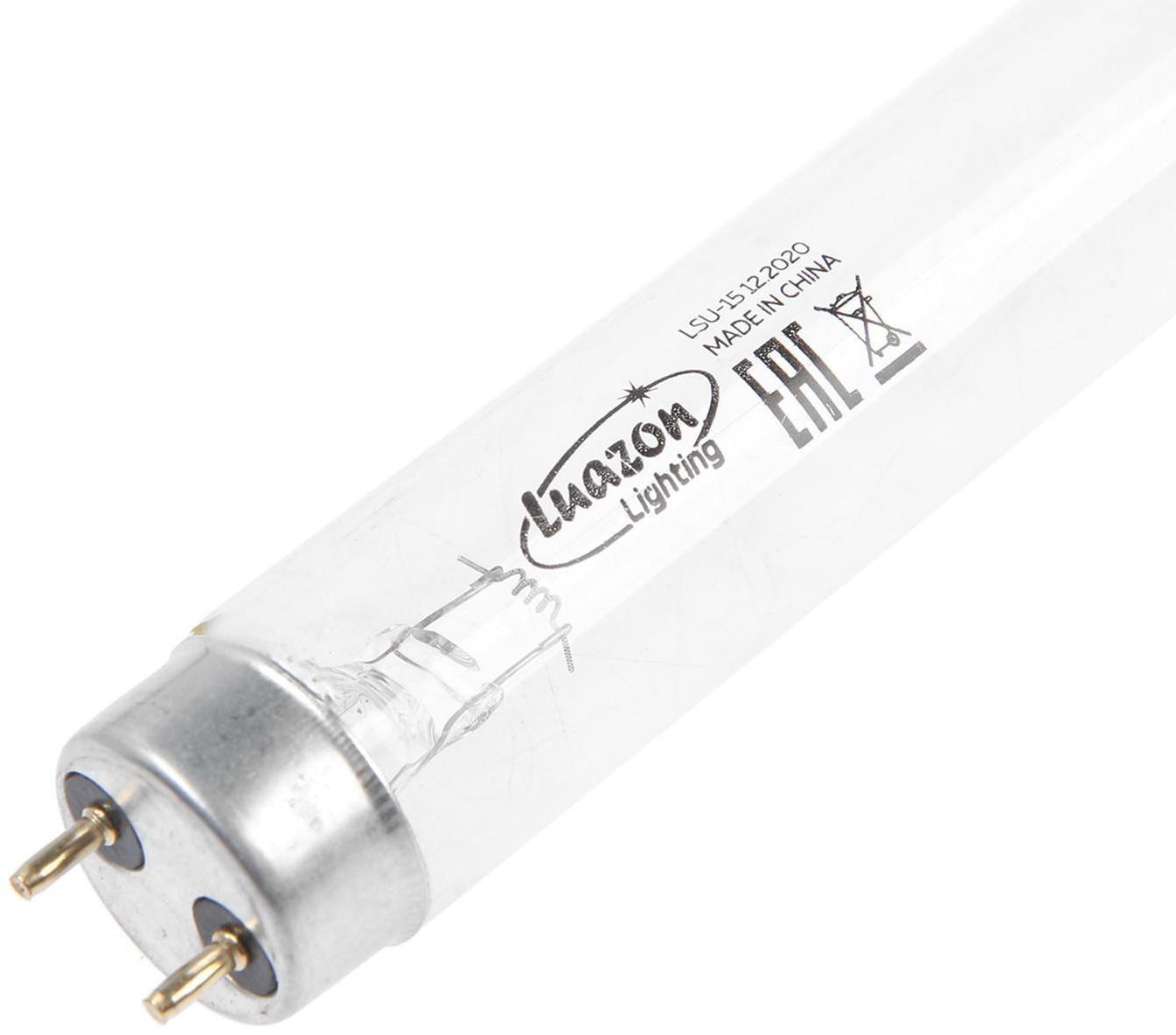 Лампа ультрафиолетовая бактерицидная Luazon Lighting, G13, 15Вт, без озона, 253.7нм, 437.4мм