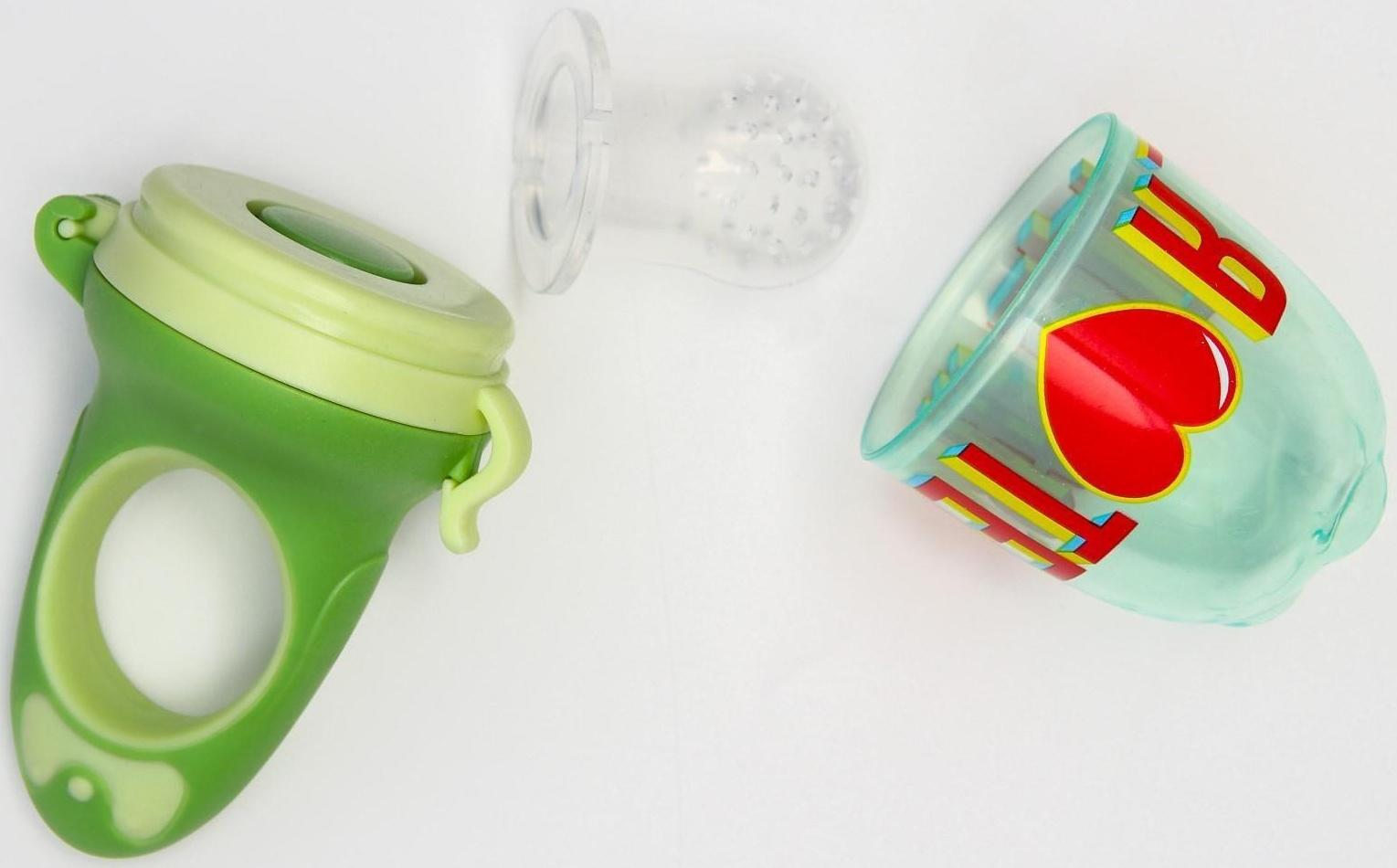 Ниблер для прикорма с силиконовой сеточкой «Еда, я люблю тебя», р-р сеточки М