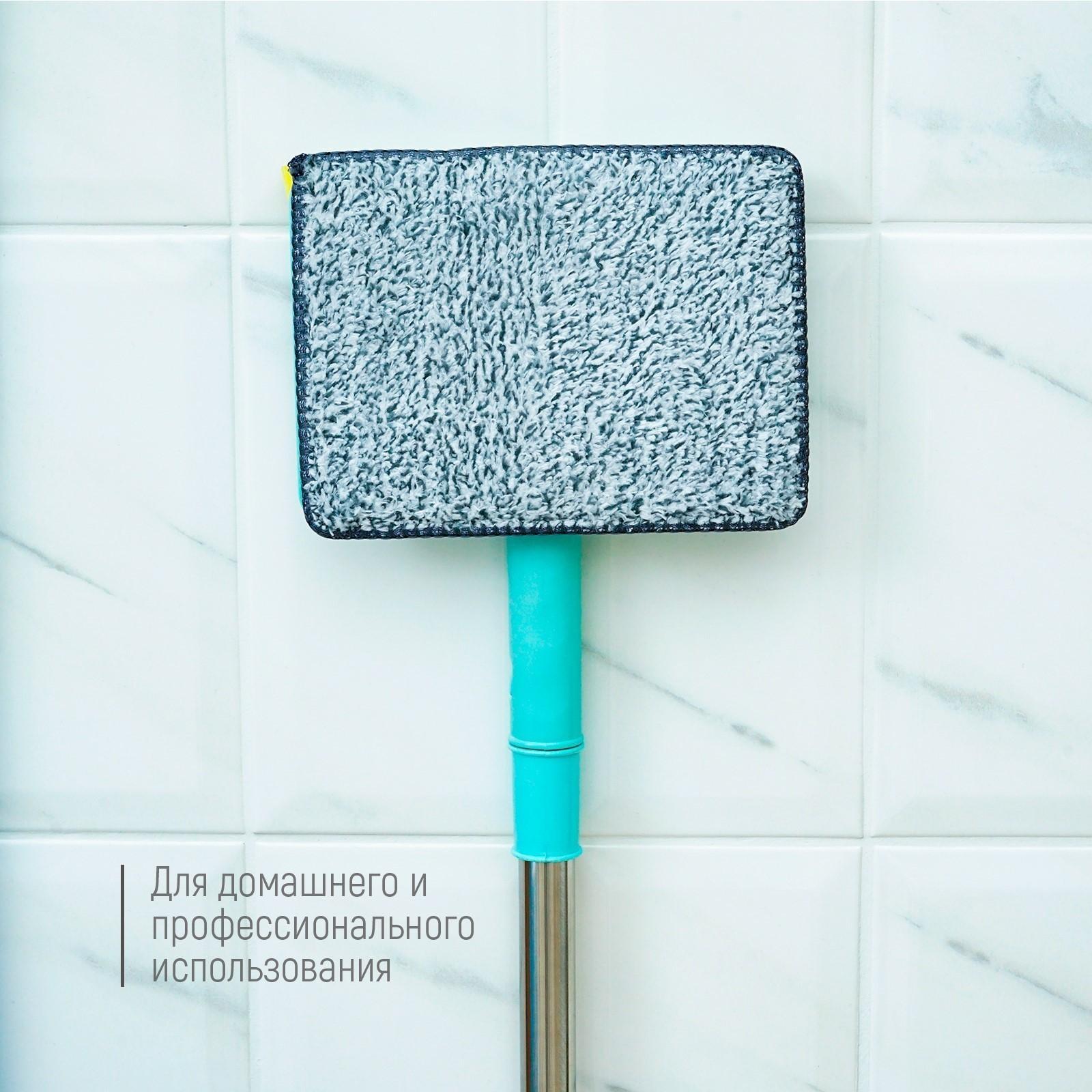 Окномойка со стальным телескопическим черенком, насадка микрофибра, водосгон силикон, 16×3,5×105 см