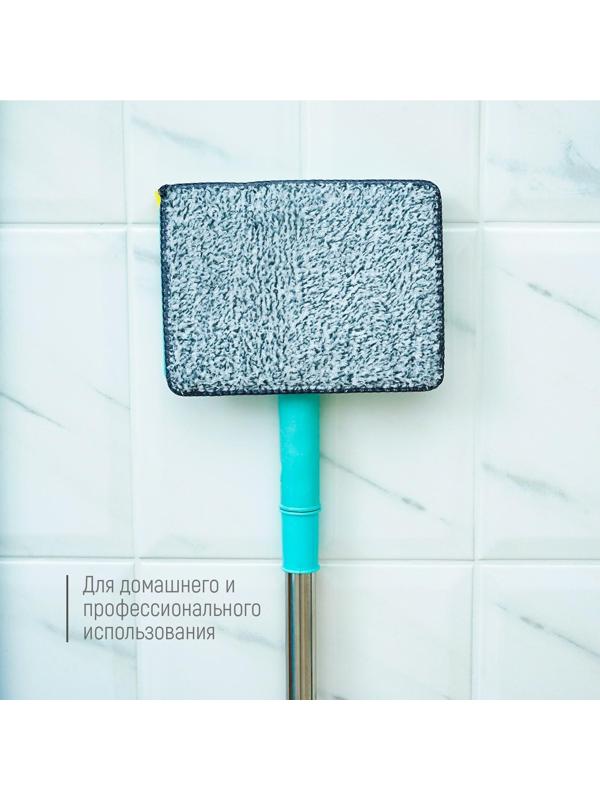 Окномойка со стальным телескопическим черенком, насадка микрофибра, водосгон силикон, 16×3,5×105 см
