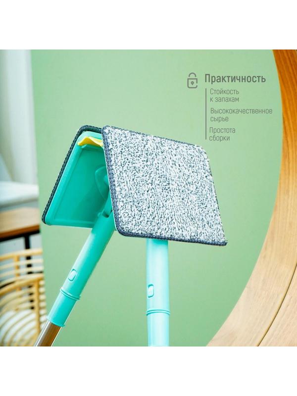 Окномойка со стальным телескопическим черенком, насадка микрофибра, водосгон силикон, 16×3,5×105 см
