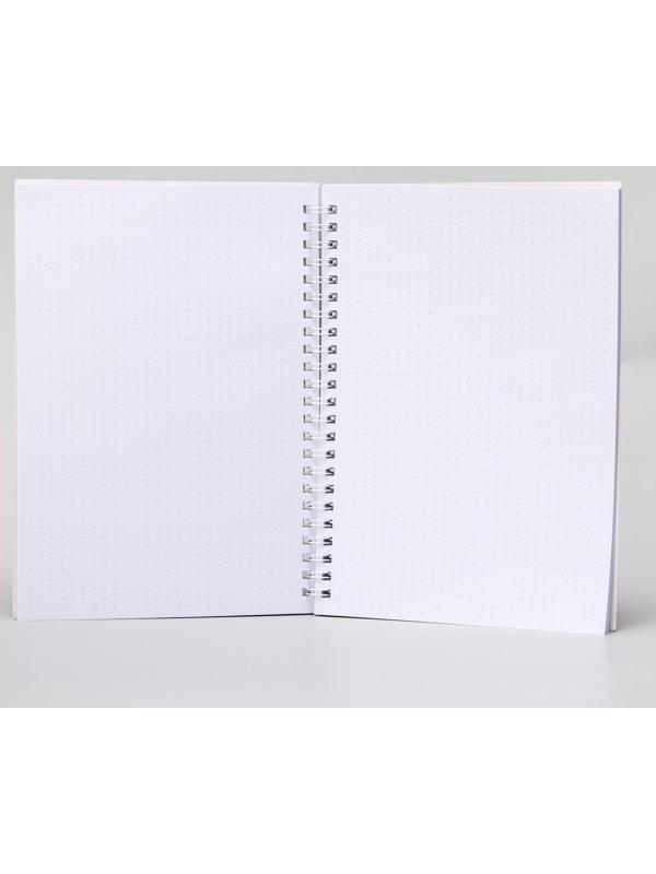 Тетрадь А5 на гребне, в твердой обложке с тиснением, 60 листов,  