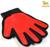 Рукавица - щетка для шерсти на правую руку с удлиненными зубчиками, красная