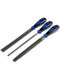 Набор рашпилей ТУНДРА, сталь У10, пластиковые рукоятки, 200 мм, 3 шт.