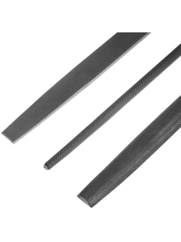 Набор напильников ТУНДРА, сталь У10, насечка №2, пластиковые рукоятки, 200 мм, 3 шт.