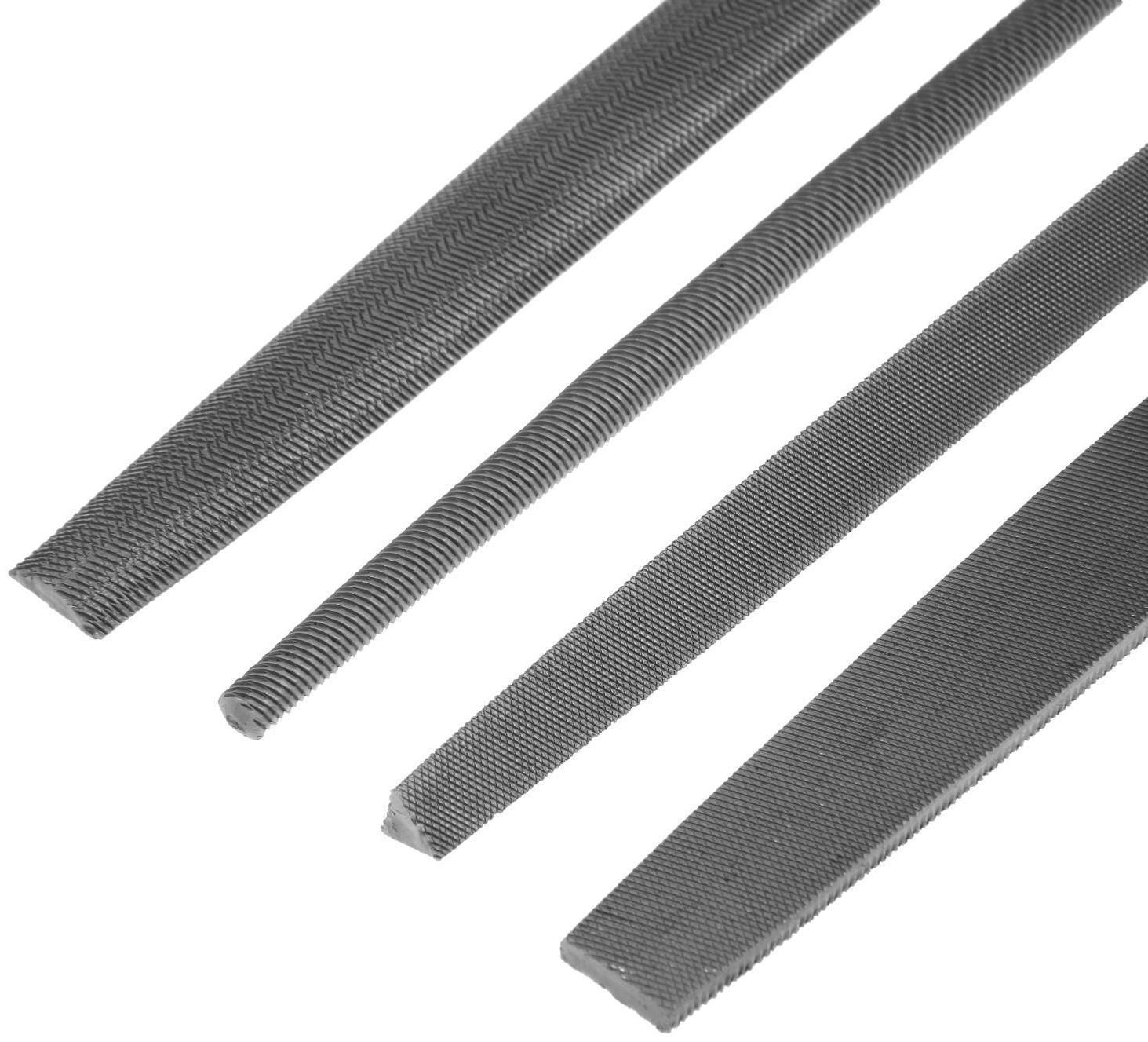 Набор напильников ТУНДРА, сталь У10, насечка №2, пластиковые рукоятки, 200 мм, 4 шт.