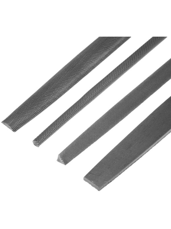 Набор напильников ТУНДРА, сталь У10, насечка №2, пластиковые рукоятки, 200 мм, 4 шт.