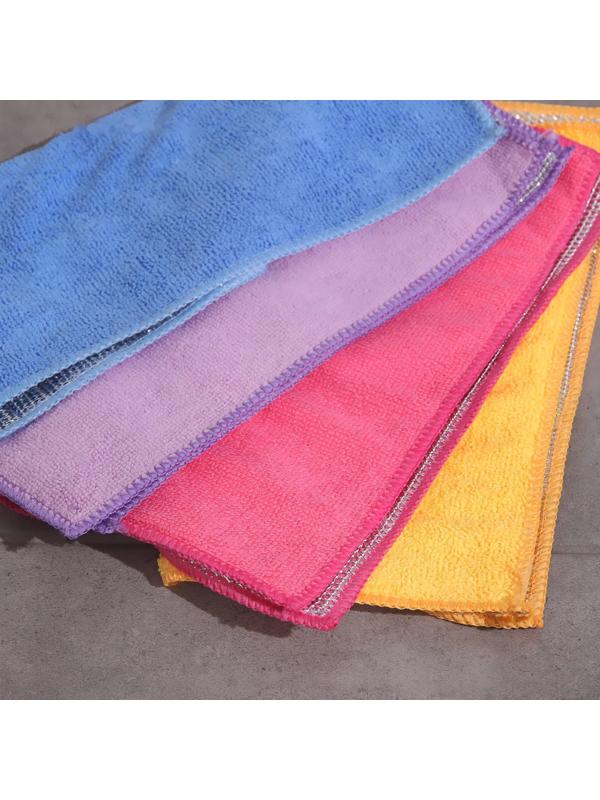 Салфетка микрофибра сложных загрязнений Доляна, металлический абразив, цвет МИКС