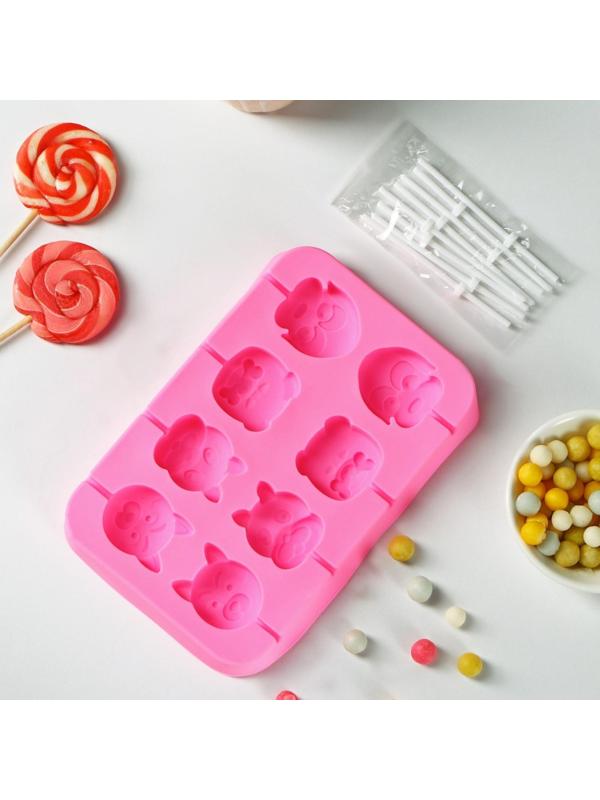 Форма для леденцов Доляна «Собакены», 16,2×10,5×1,7 см, 8 ячеек, цвет МИКС