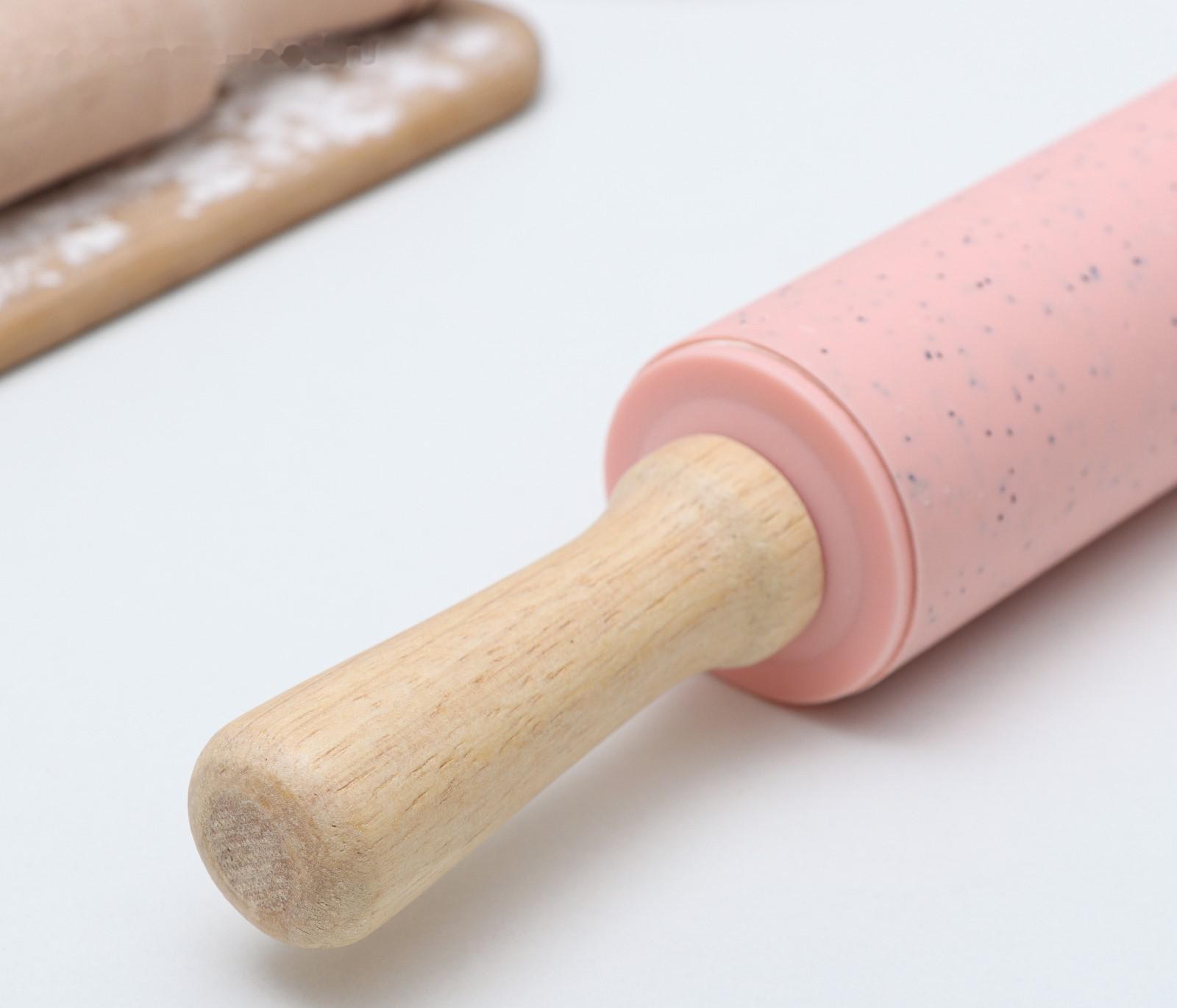 Скалка «Конфетти», 38×5,2 см, рабочая часть 19,5 см, цвет розовый