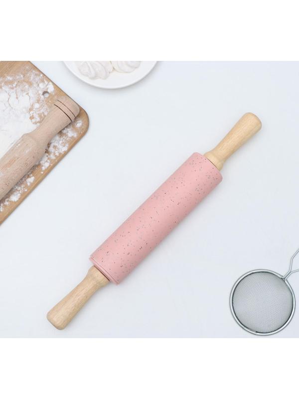 Скалка «Конфетти», 38×5,2 см, рабочая часть 19,5 см, цвет розовый