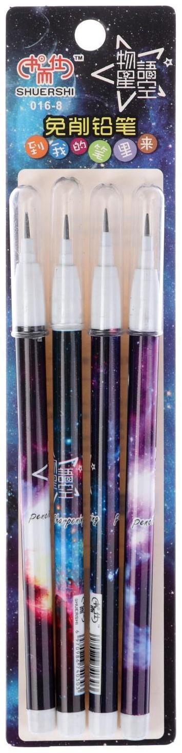 Набор карандашей секционных чернографитных 4 штуки Космос