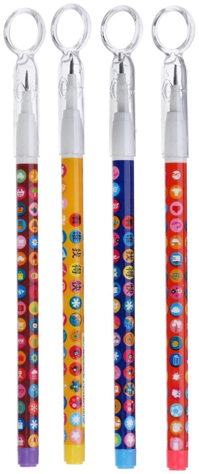 Карандаш секционный чернографитный с лупой, корпус МИКС