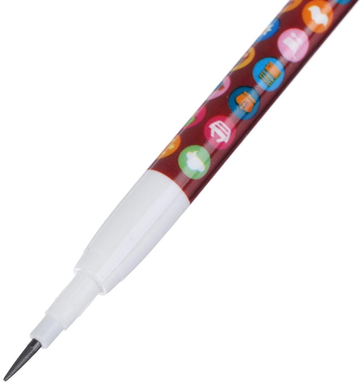 Карандаш секционный чернографитный с лупой, корпус МИКС