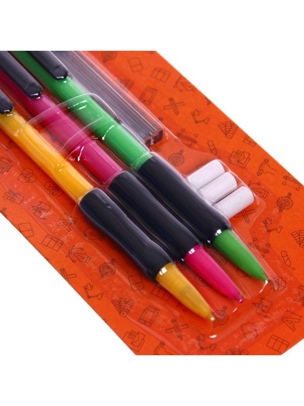 Набор карандашей автоматических 0,5 мм 3 штуки+грифели 0,5мм+3 шт., ластиков