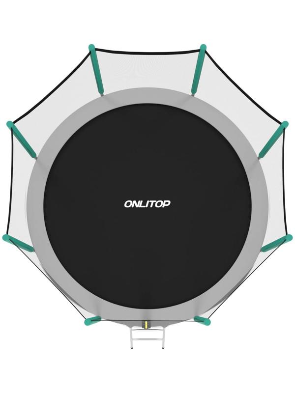 Батут 366 см, высота сетки h=173 см + лестница, цвет серый/салатовый