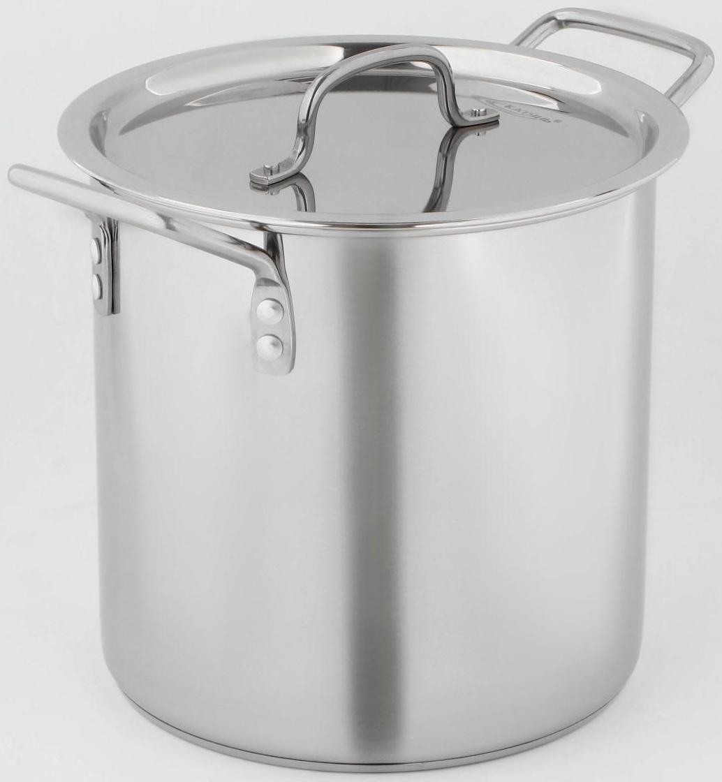 Кастрюля «Общепит», 11 л, d=25 см, h=34 см, металлическая крышка, с теплораспределительным слоем