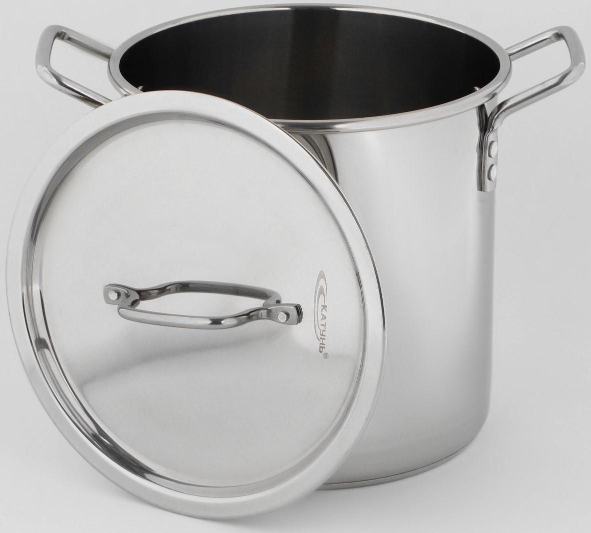 Кастрюля «Общепит», 11 л, d=25 см, h=34 см, металлическая крышка, с теплораспределительным слоем