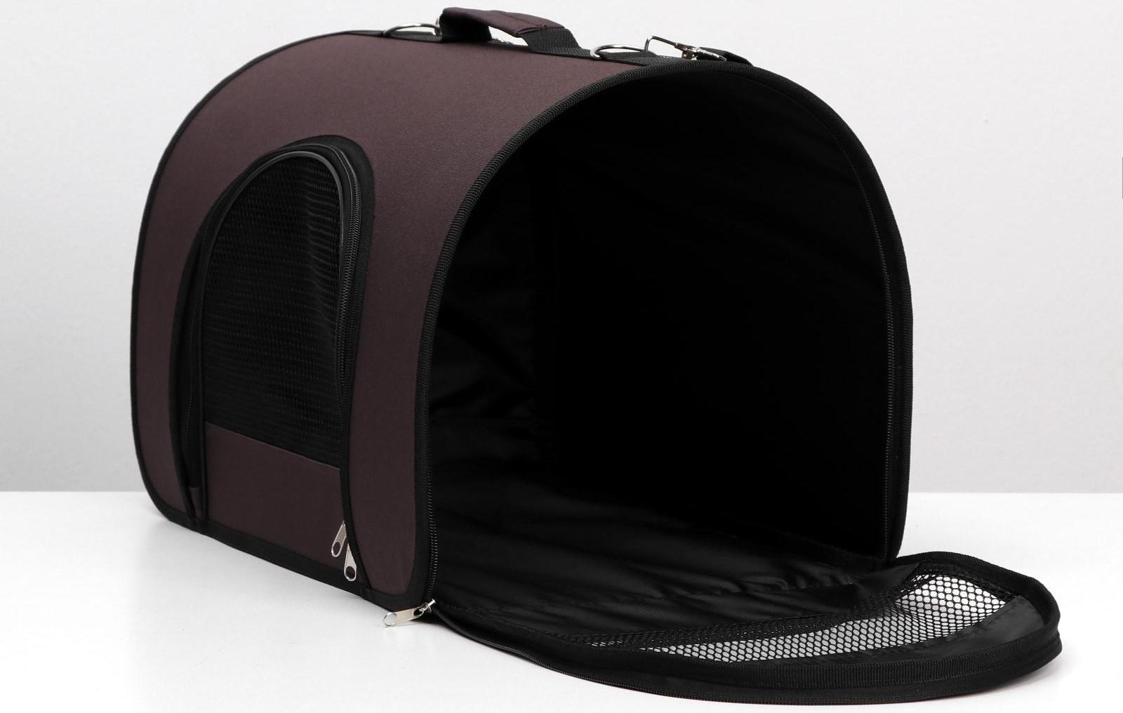 Сумка-переноска с 2 входами, 46 х 28,5 х 30 см, коричневая