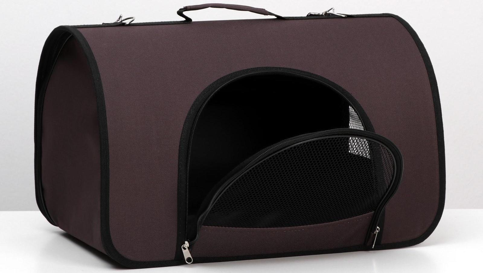 Сумка-переноска с 2 входами, 46 х 28,5 х 30 см, коричневая