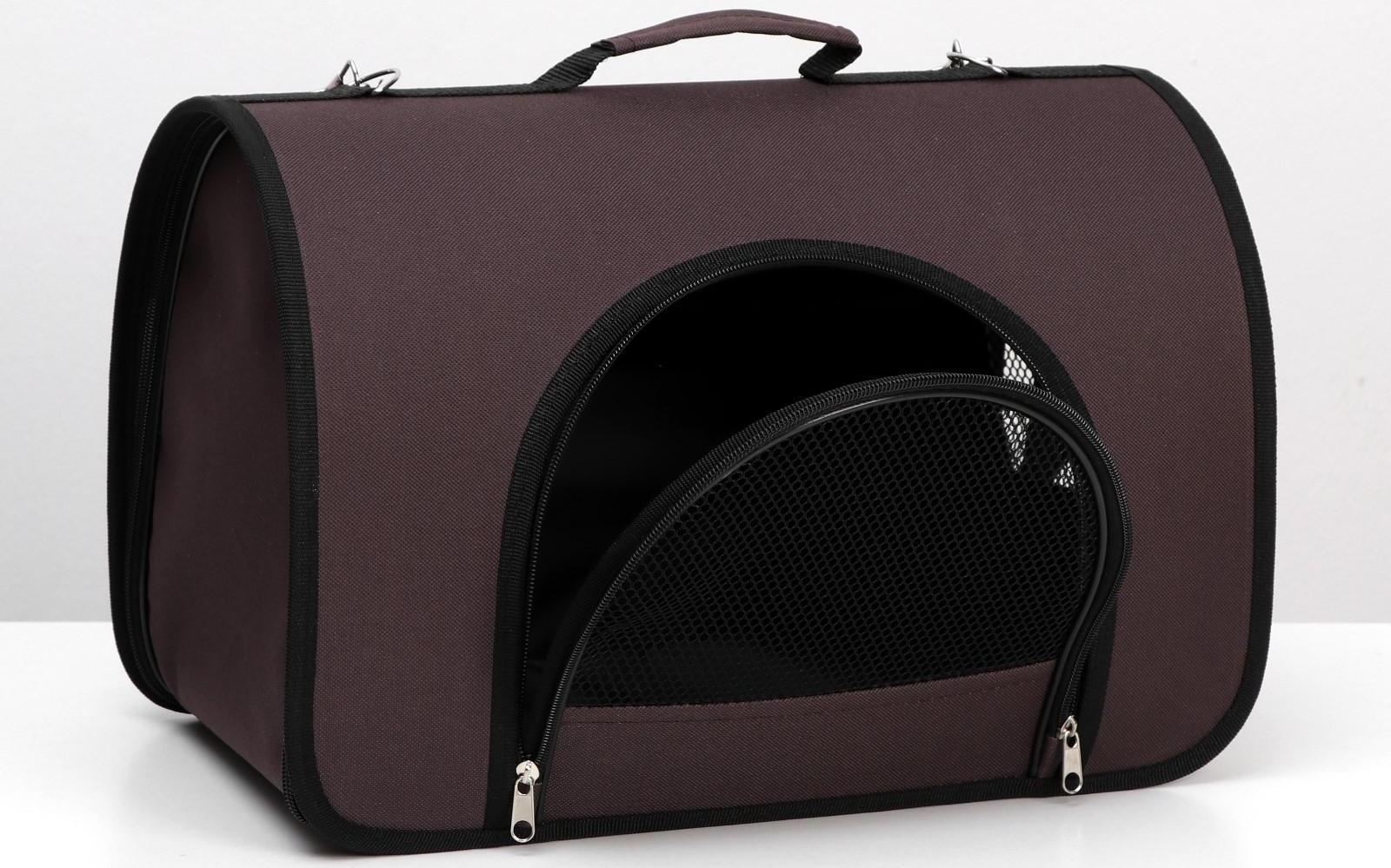 Сумка-переноска с 2 входами, 40 х 25 х 28 см, коричневая