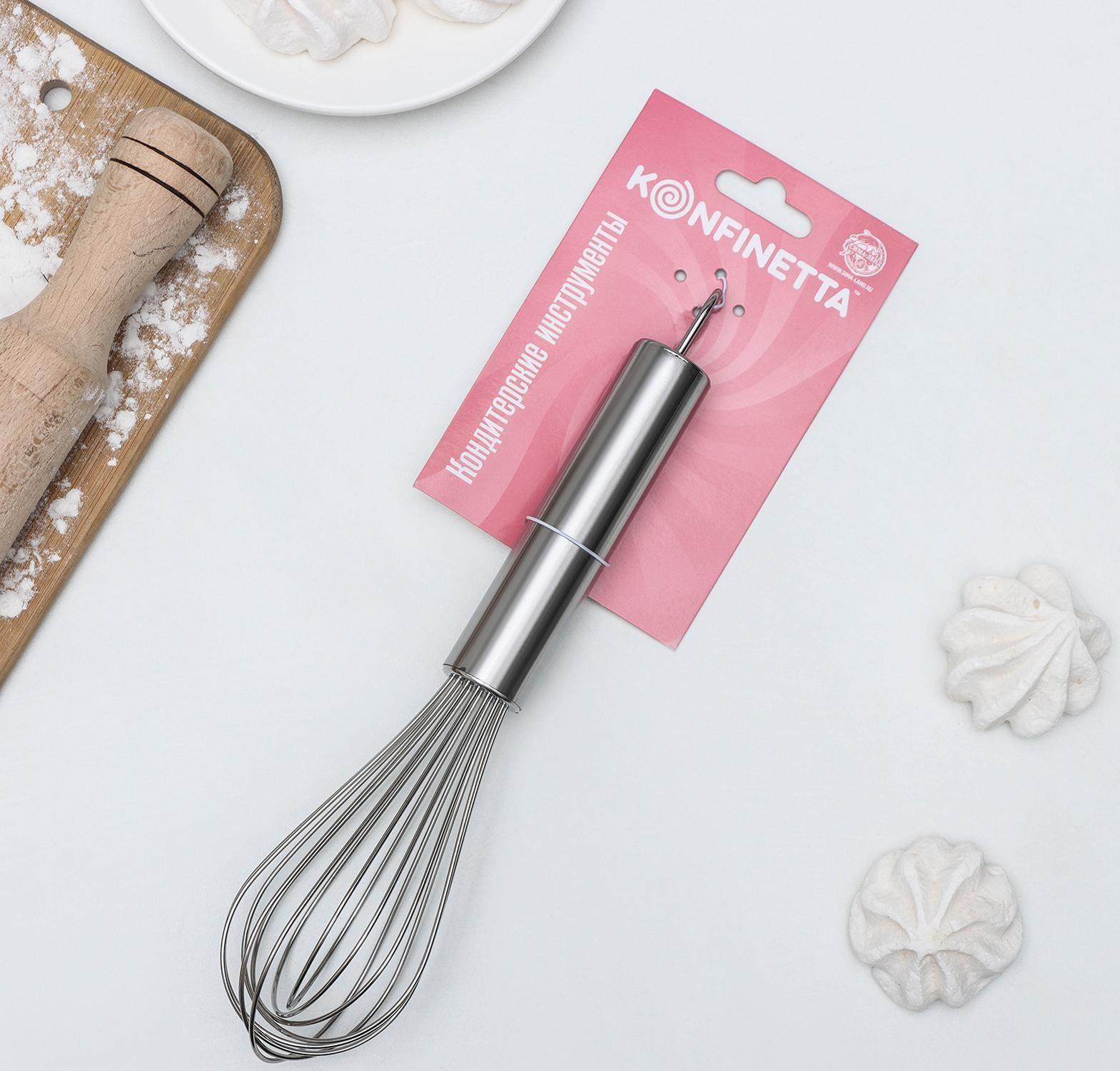 Венчик для взбивания KONFINETTA «Сильвер», струна 1,3 мм, 25×6×6 см, цвет хромированный