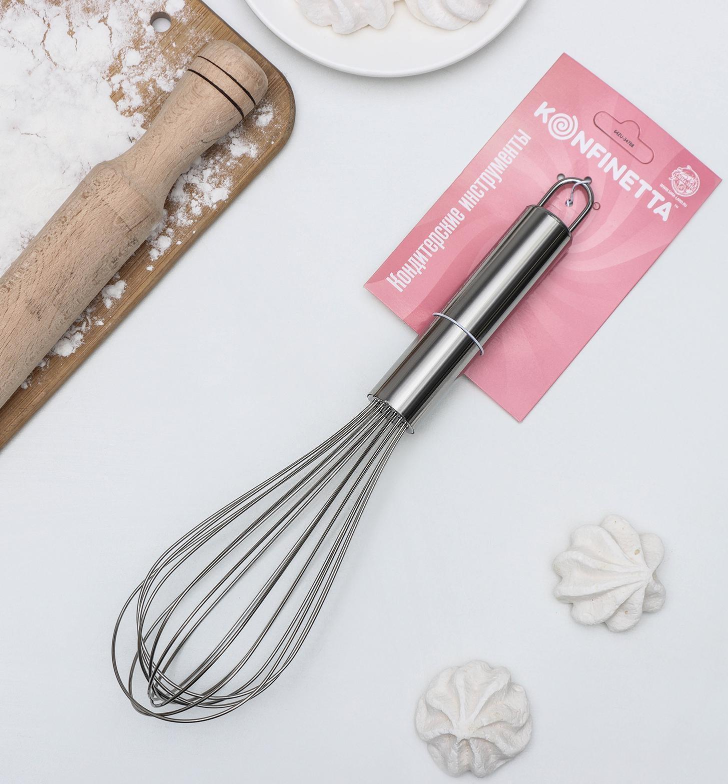 Венчик для взбивания KONFINETTA «Сильвер», струна 1,3 мм, 30×8×8 см, цвет хромированный