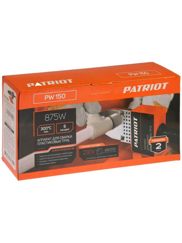Аппарат для сварки пластиковых труб PATRIOT PW 150 The One, 875 Вт, 6 насадок, стойка, кейс