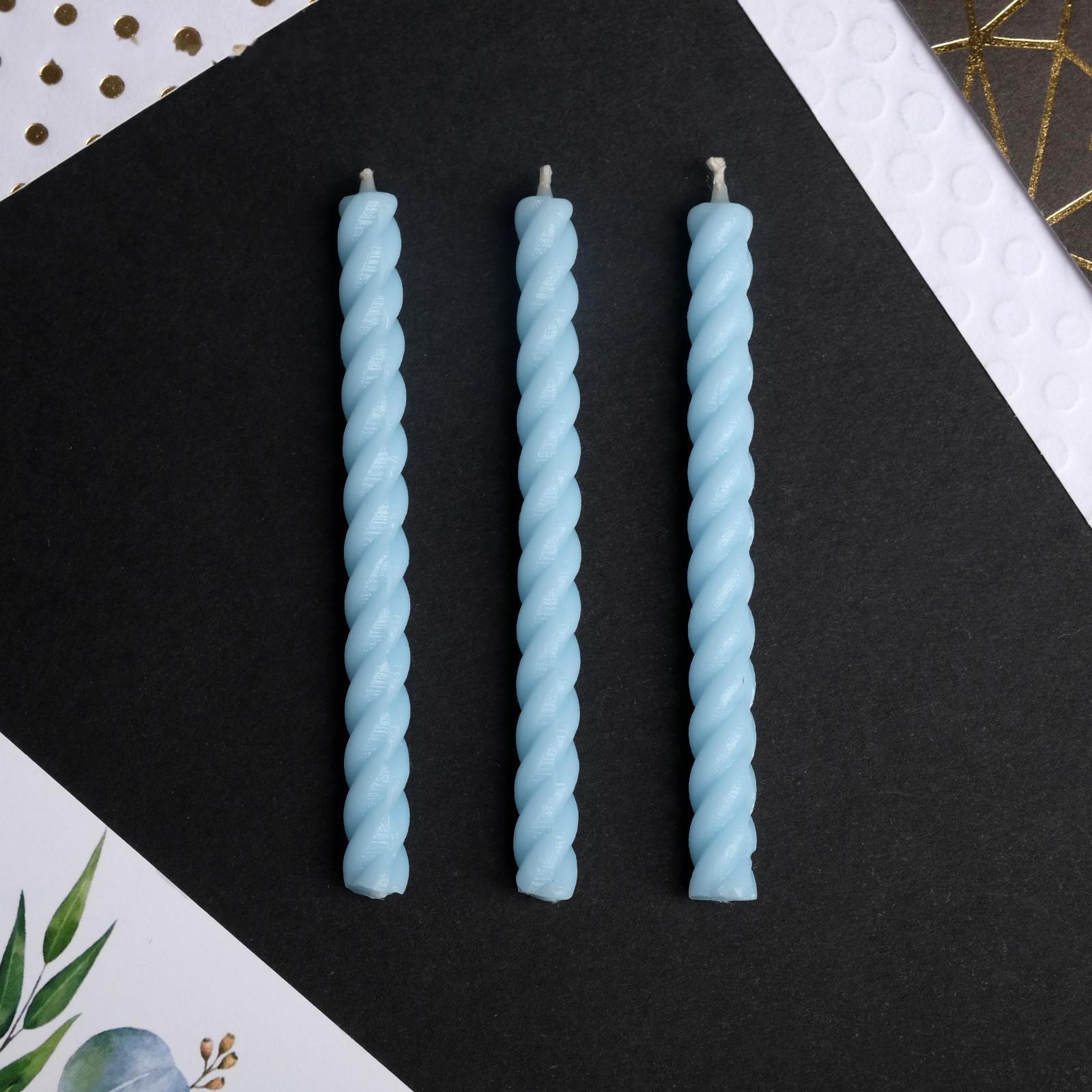 Набор: свечи в торт, голубые, 16 шт.