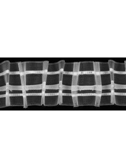 Шторная лента фиксированная сборка, органза, 4 см, 50 ± 1 м, цвет прозрачный