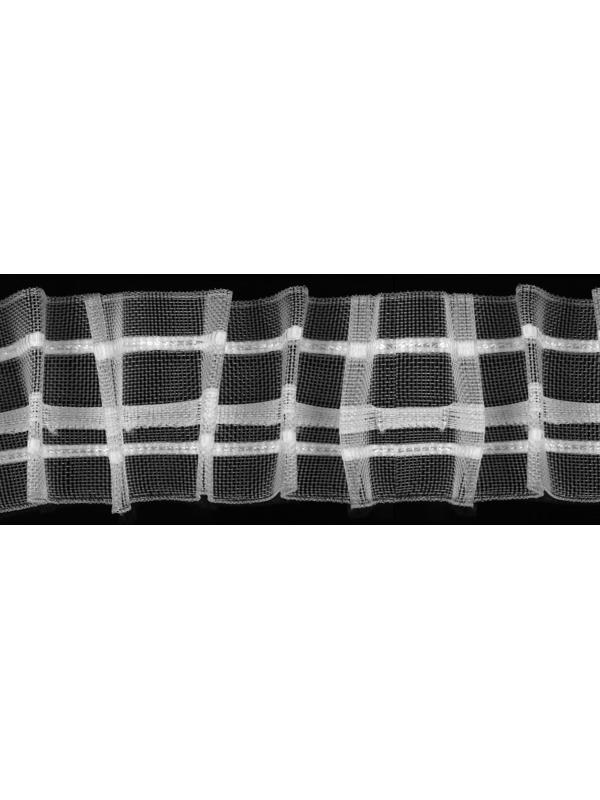 Шторная лента фиксированная сборка, органза, 4 см, 50 ± 1 м, цвет прозрачный