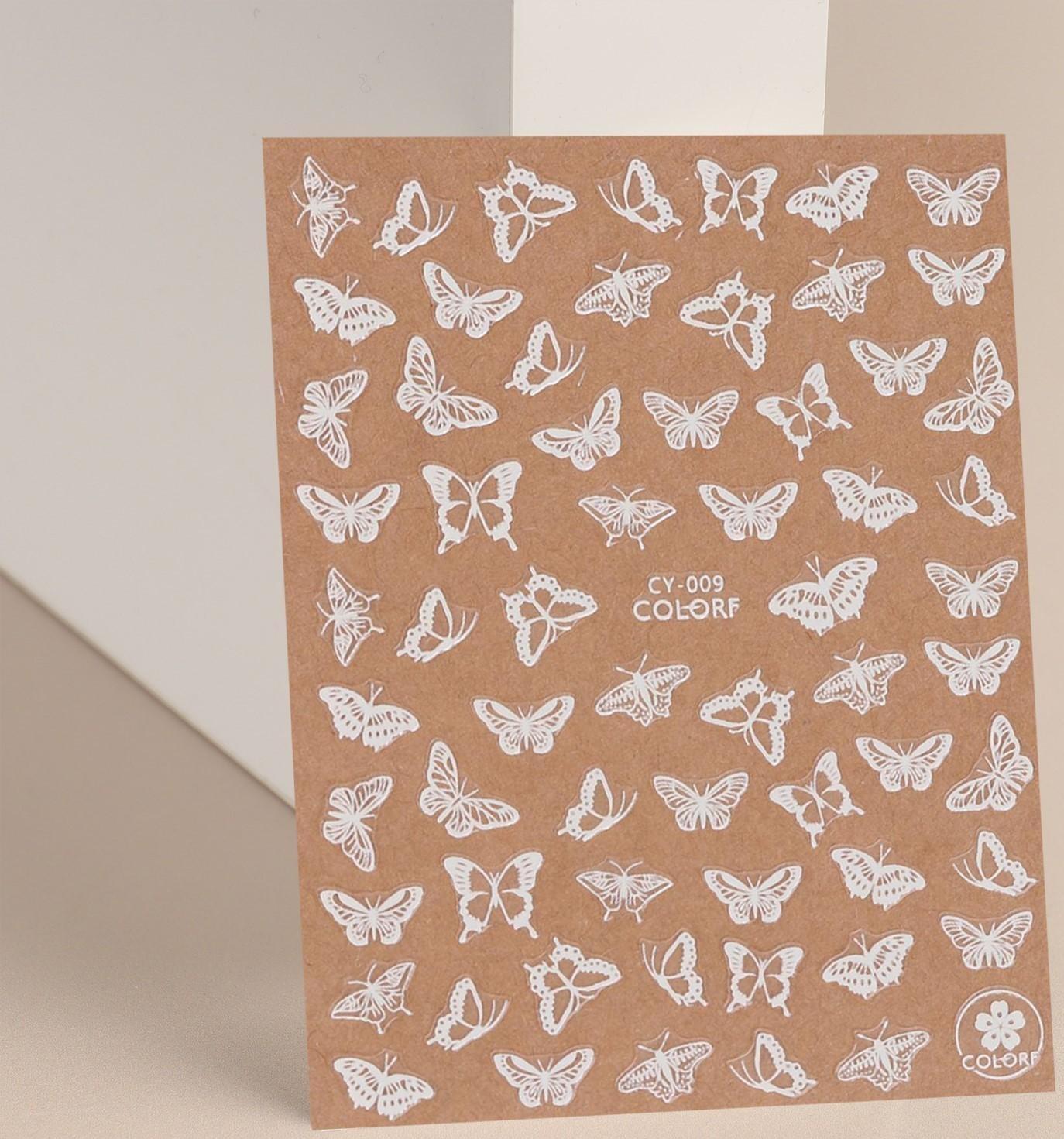 Наклейки для ногтей «Бабочки», флуоресцентные