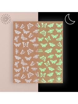 Наклейки для ногтей «Бабочки», флуоресцентные