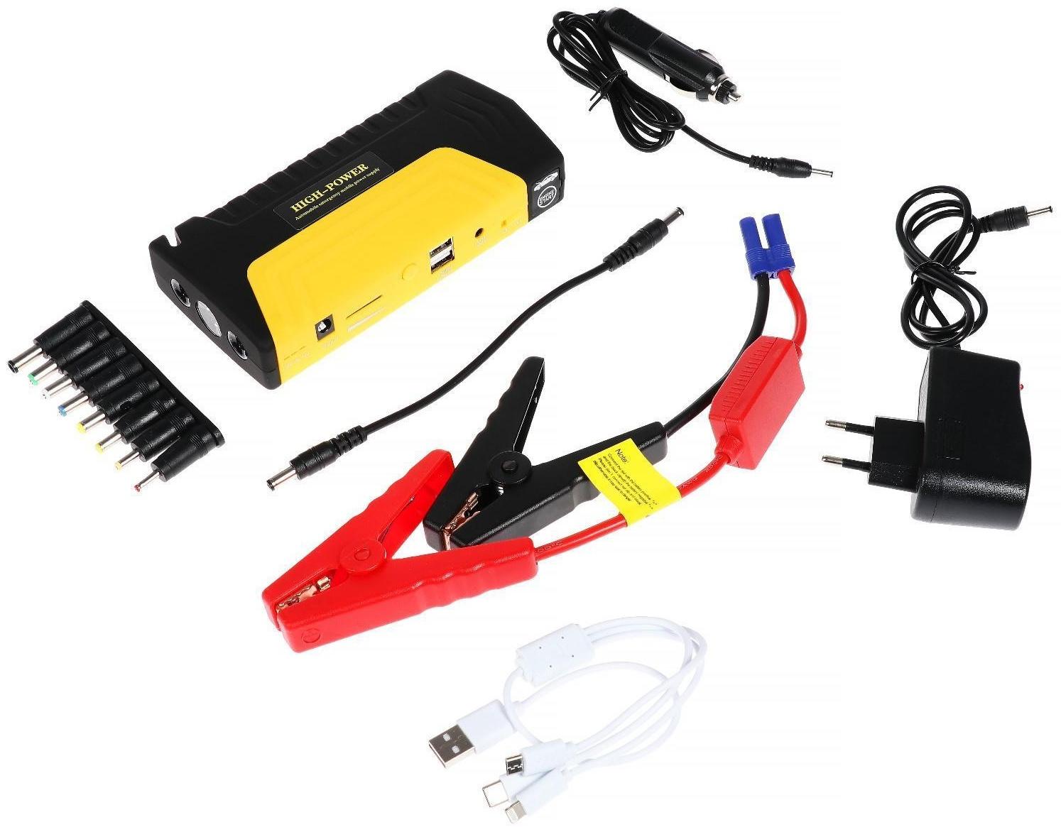 Пуско-зарядное устройство 10000 мАч, 3 LED, 2USB, DC 12V,