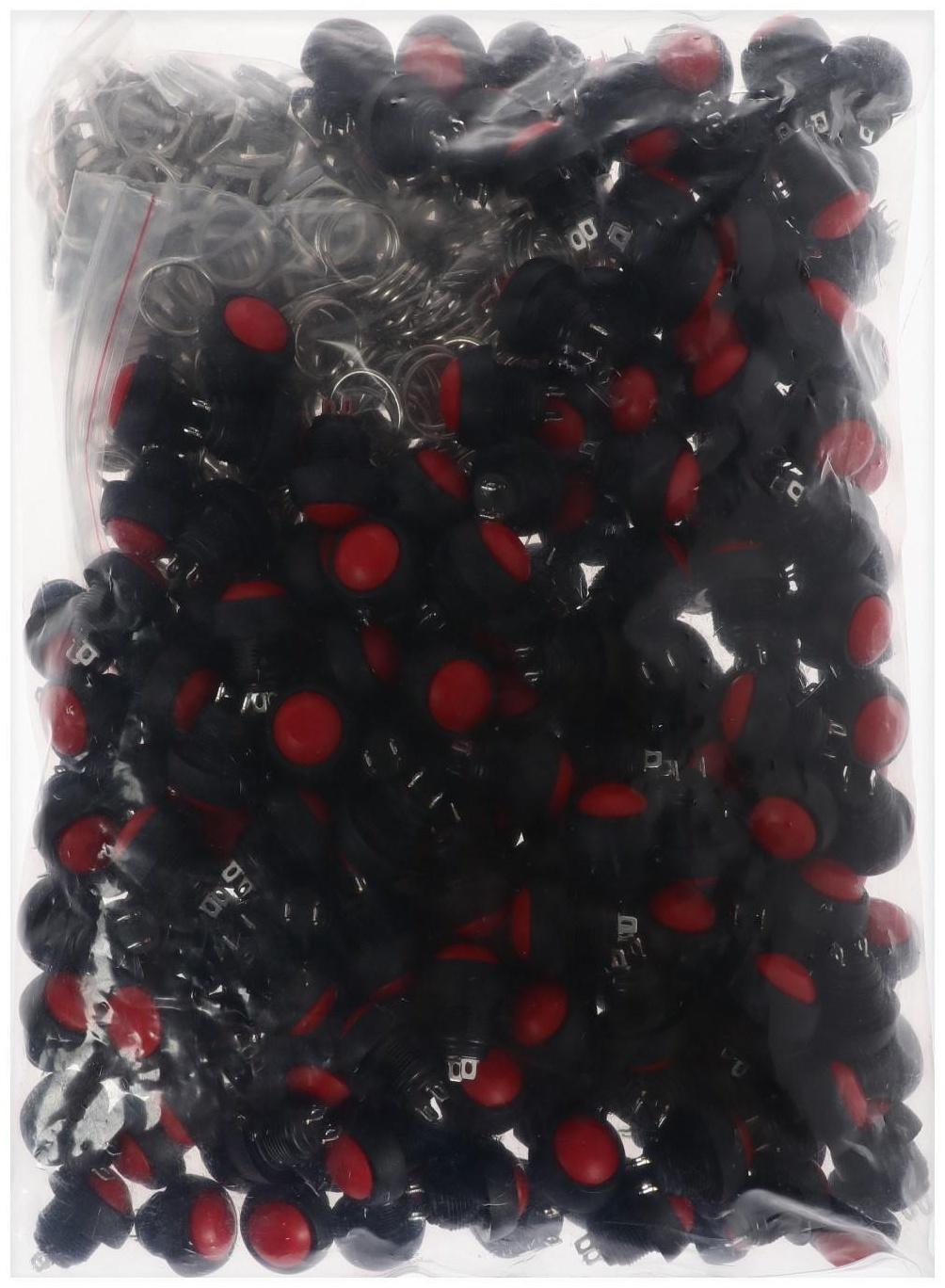 Выключатель-кнопка, 250 В, 1 А, ON-OFF, 2с, d=12 мм, без фиксации, красная