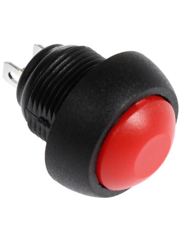 Выключатель-кнопка, 250 В, 1 А, ON-OFF, 2с, d=12 мм, без фиксации, красная
