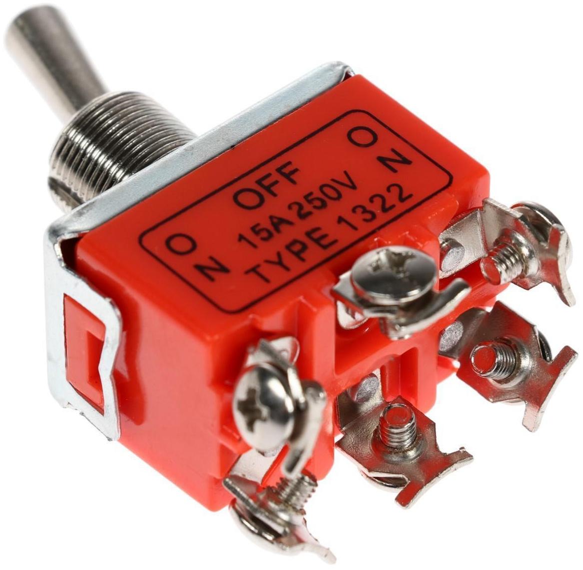 Тумблер, 250 В, 15 А, ON-OFF-ON, 6c