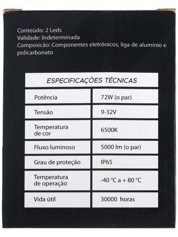 Автолампа светодиодная Н4, 72 Вт, 5000 Лм, 6500 К, IP65, набор 2 шт