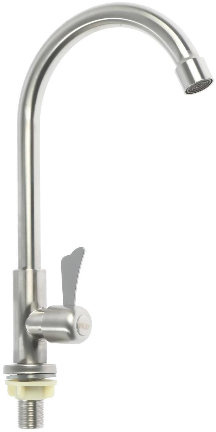 Моносмеситель ZEIN Z01, нержавеющая сталь, поворотный излив, сатин