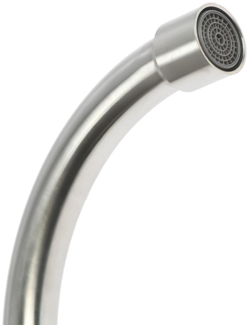 Моносмеситель ZEIN Z01, нержавеющая сталь, поворотный излив, сатин