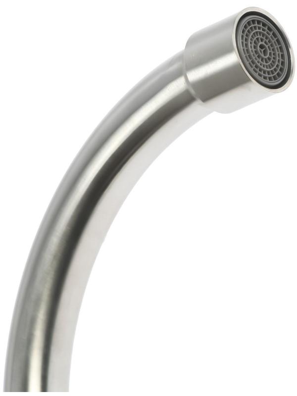 Моносмеситель ZEIN Z01, нержавеющая сталь, поворотный излив, сатин