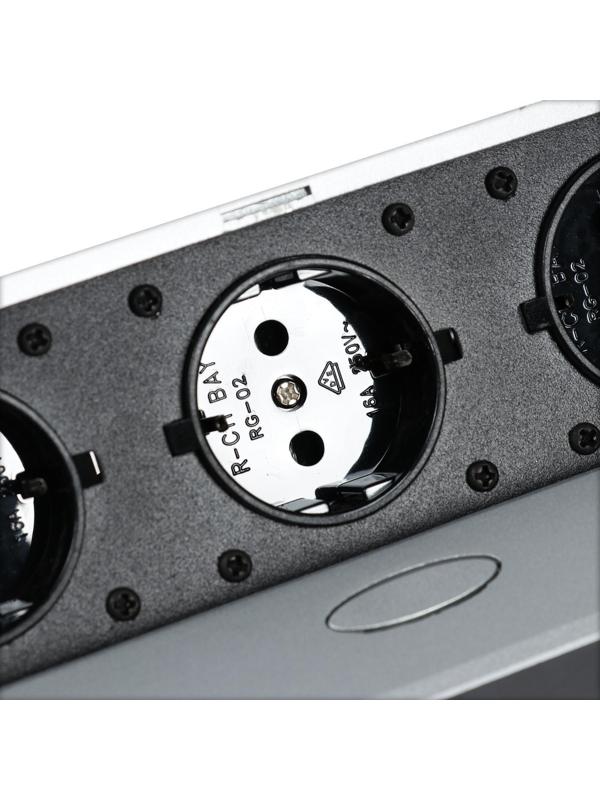 Розетка выдвижная, Luazon, 16 А, трехместная, в стол, провод 1.8 м, цвет серебро