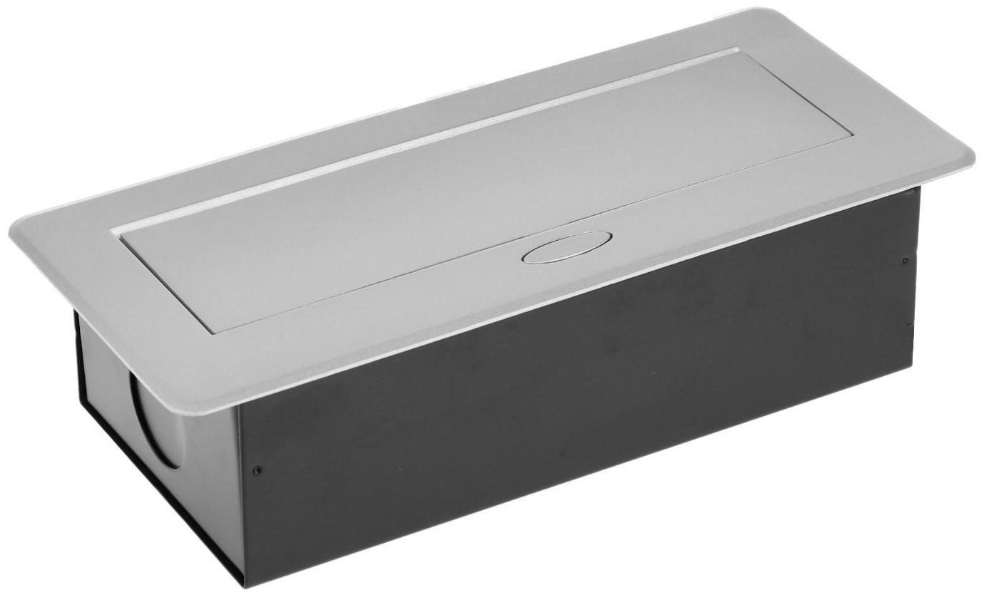 Розетка выдвижная Luazon Lighting, в стол, двухместная, 16 А, 2xUSB, 2.1 A, цвет серебро