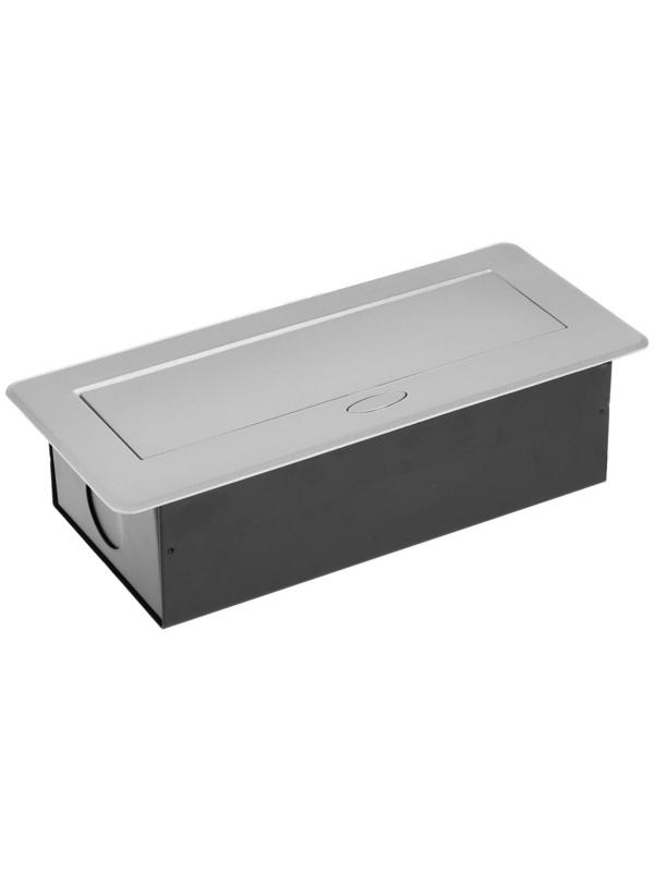 Розетка выдвижная Luazon Lighting, в стол, двухместная, 16 А, 2xUSB, 2.1 A, цвет серебро