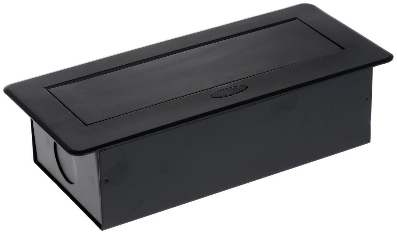 Розетка выдвижная, Luazon, 16 А, трехместная, в стол, горизонтальная, черная