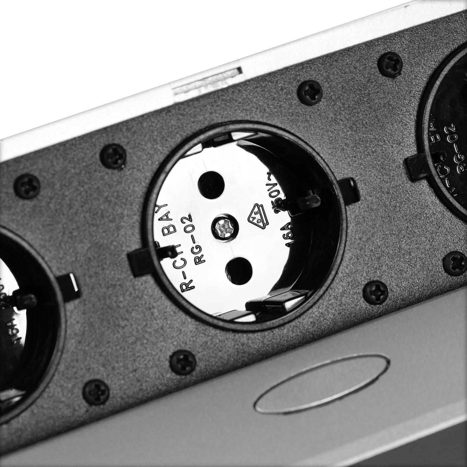 Розетка выдвижная, Luazon, 16 А, трехместная, в стол, горизонтальная, черная