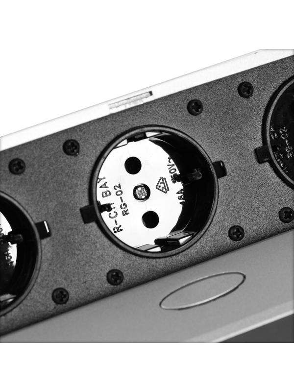 Розетка выдвижная, Luazon, 16 А, трехместная, в стол, горизонтальная, черная