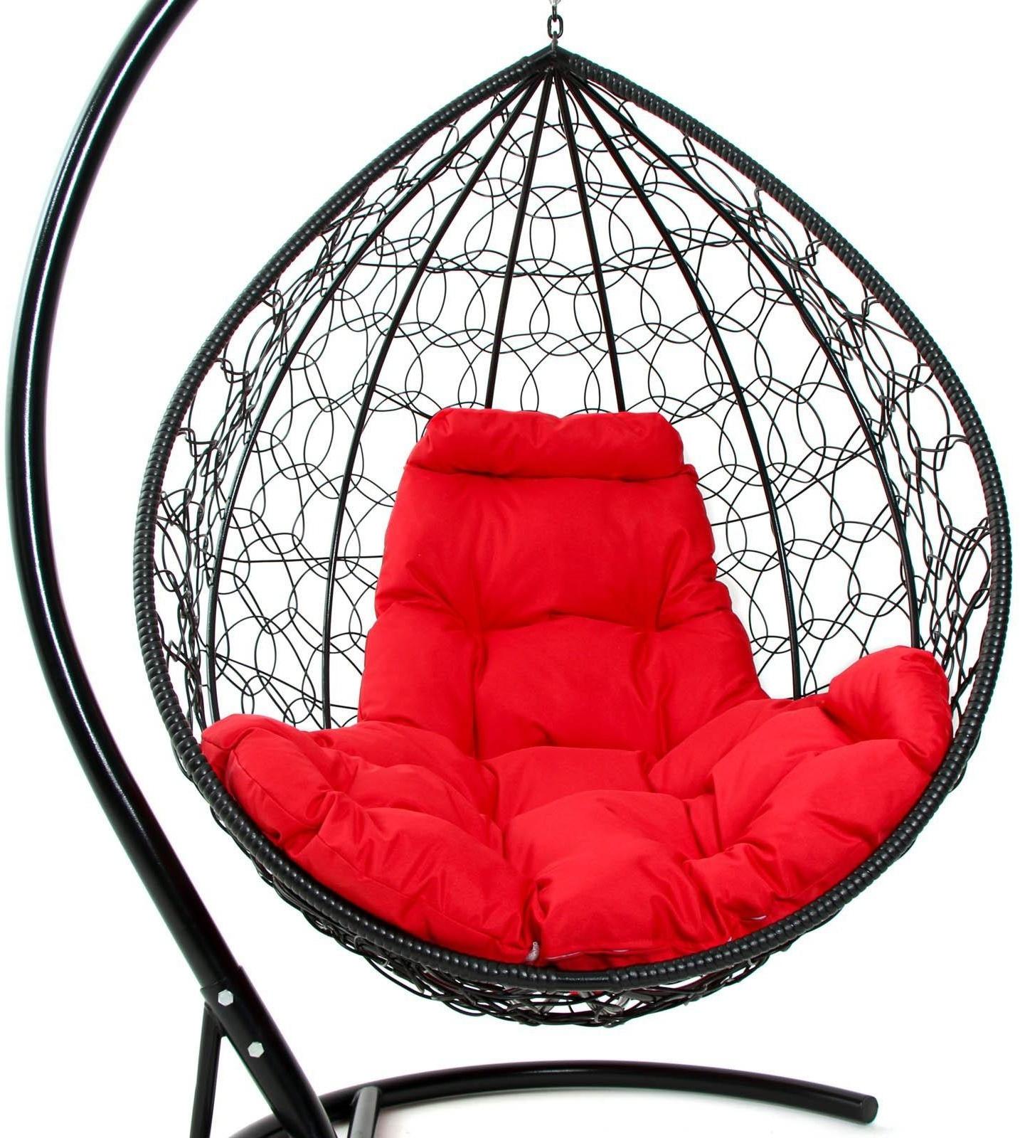Подвесное кресло КОКОН «Капля» красная подушка, стойка