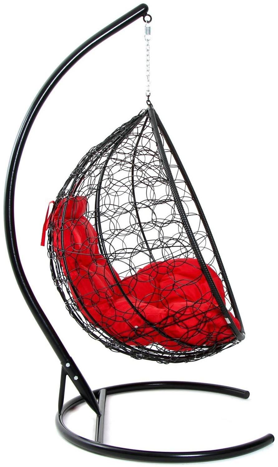 Подвесное кресло КОКОН «Капля» красная подушка, стойка